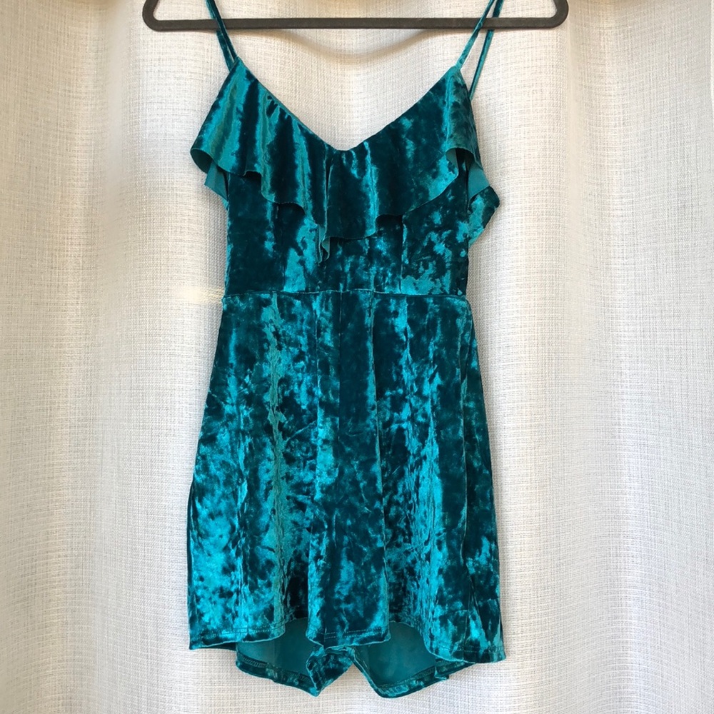 Emerald Green Velvet Romper